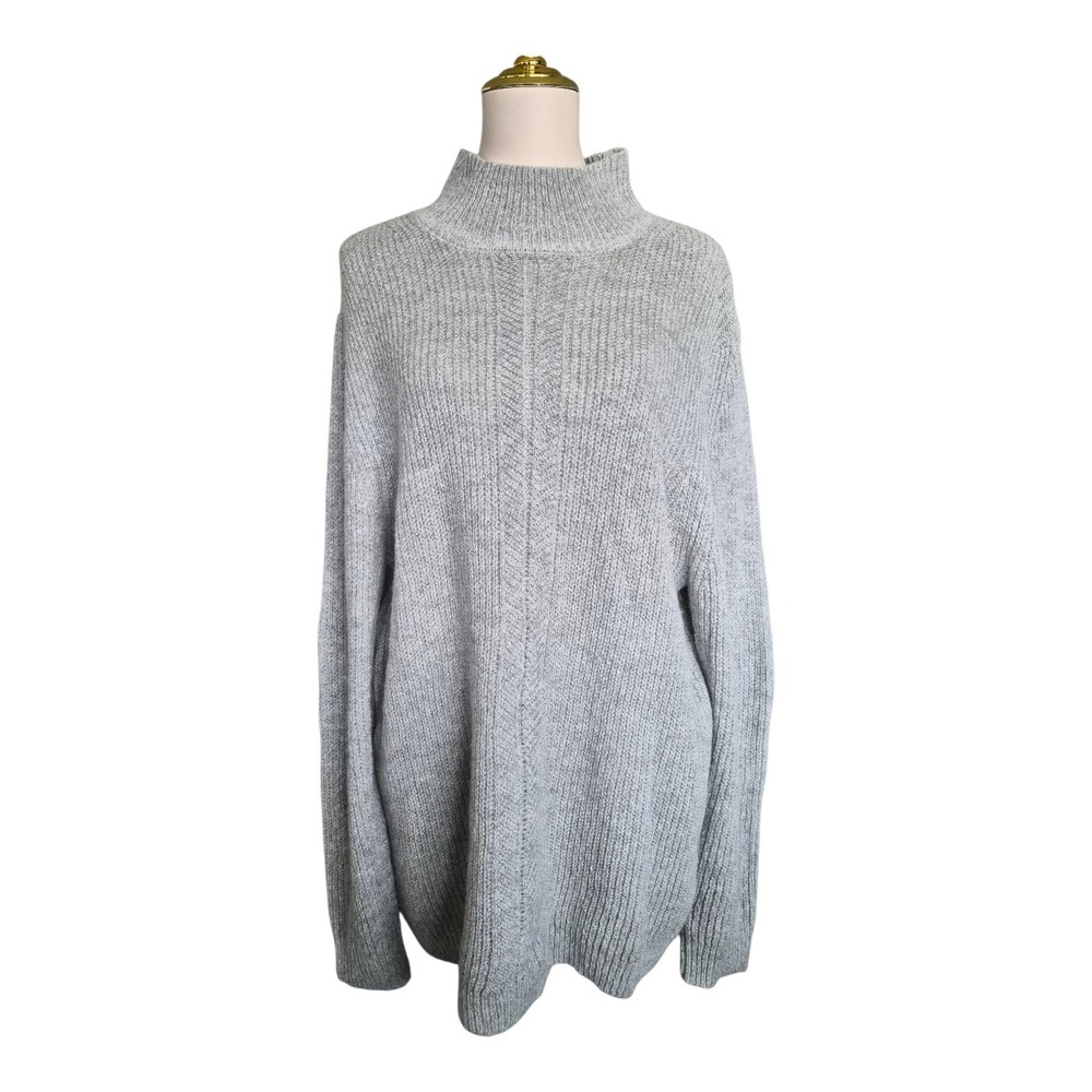 Jack + Avery Chunky Ribbed Mock Neck Sweater Women's XL Gray Wool Blend‎ NWT